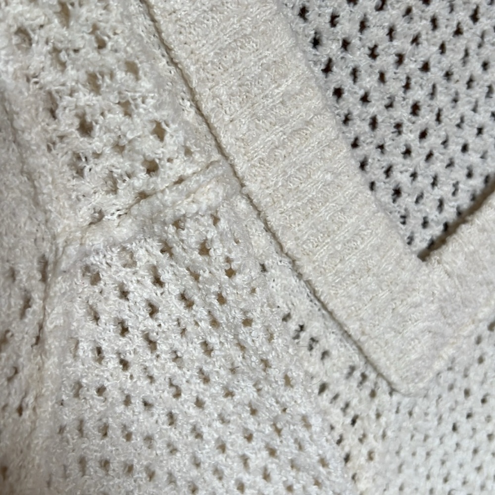 AERIE | Open Knit V Neck Sweater in Toasted Coconut | Large - Picture 4 of 8